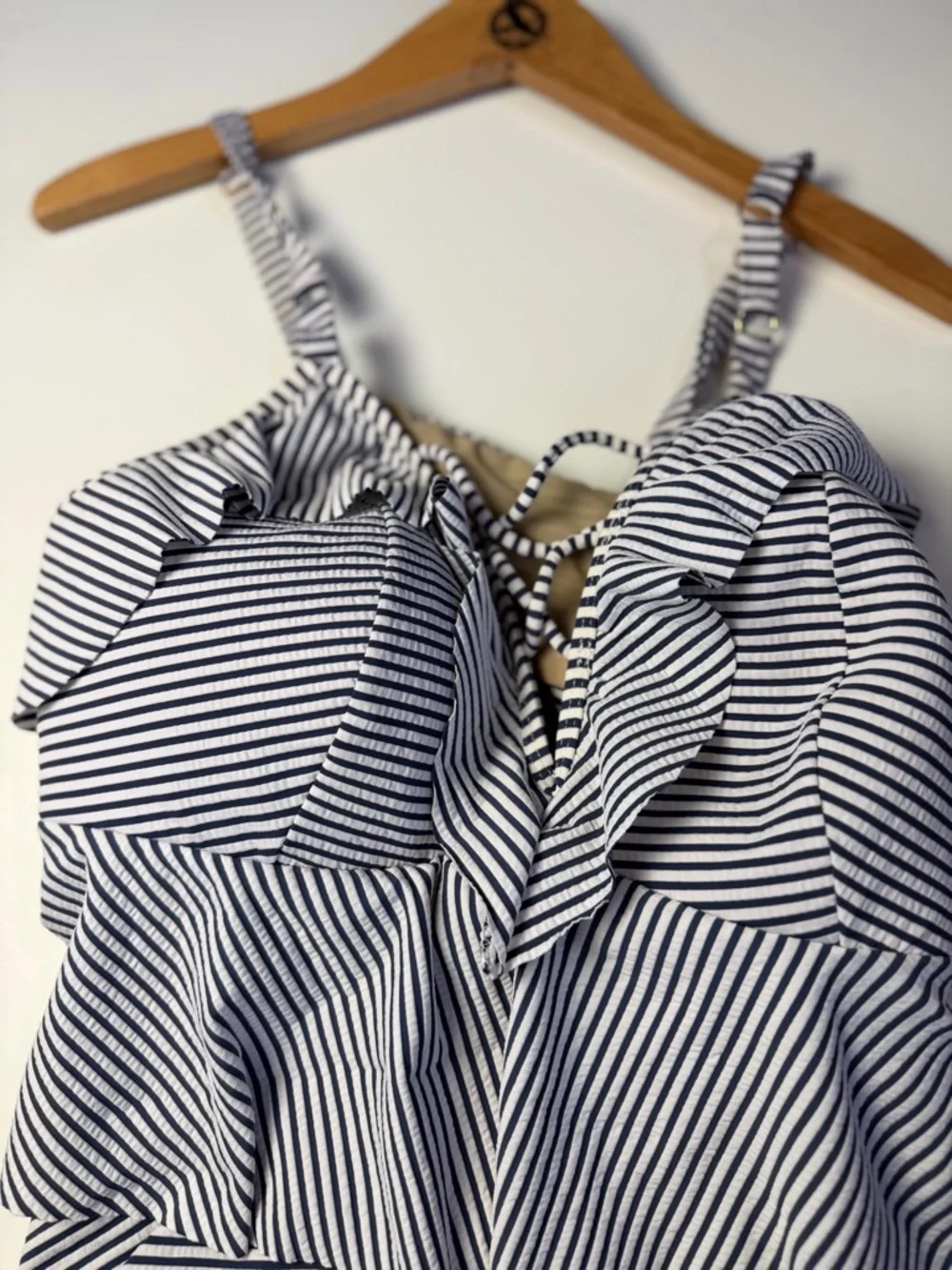 Swim by Cacique Striped Navy & White Two-Piece Skirt Set - Picture 1 of 14